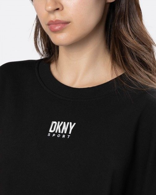 DKNY Sport Women's Crew Neck Sweatshirt Pullover White Black Logo Size S