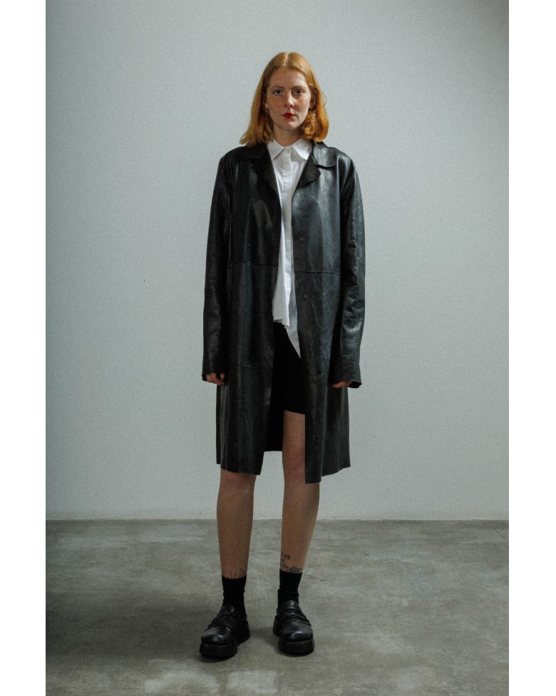 MUT SAND Black Long leather jacket - 57-SANDH-01 - PROF