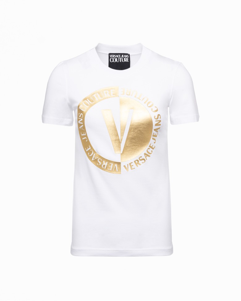 Versace Jeans Couture 74HAHT10 White Slim fit t shirt 492 74HT10 00 PROF Online Store