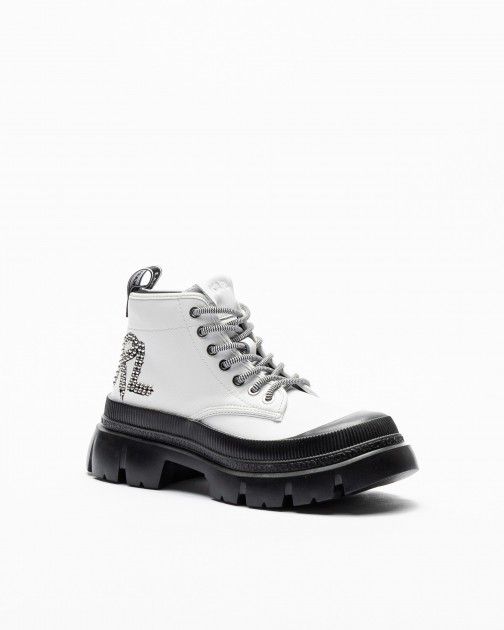 Karl Lagerfeld Trekka Max Mid Lace Stud Boot White Sneakers - 176-43540 ...