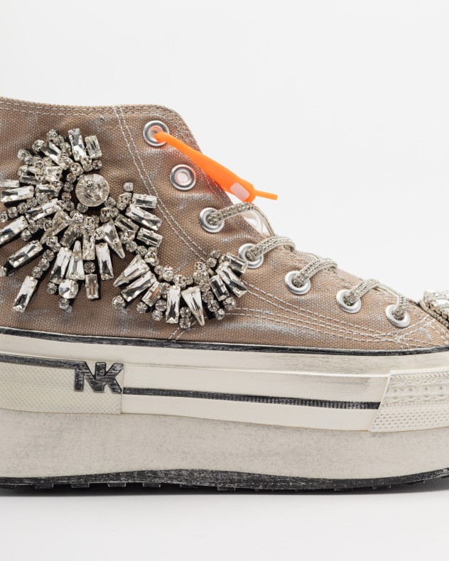 Chaussures Mixte Nan-Ku Couture Taille 37/38 - Cuir Et Tissu Avec Paillettes - Occasion