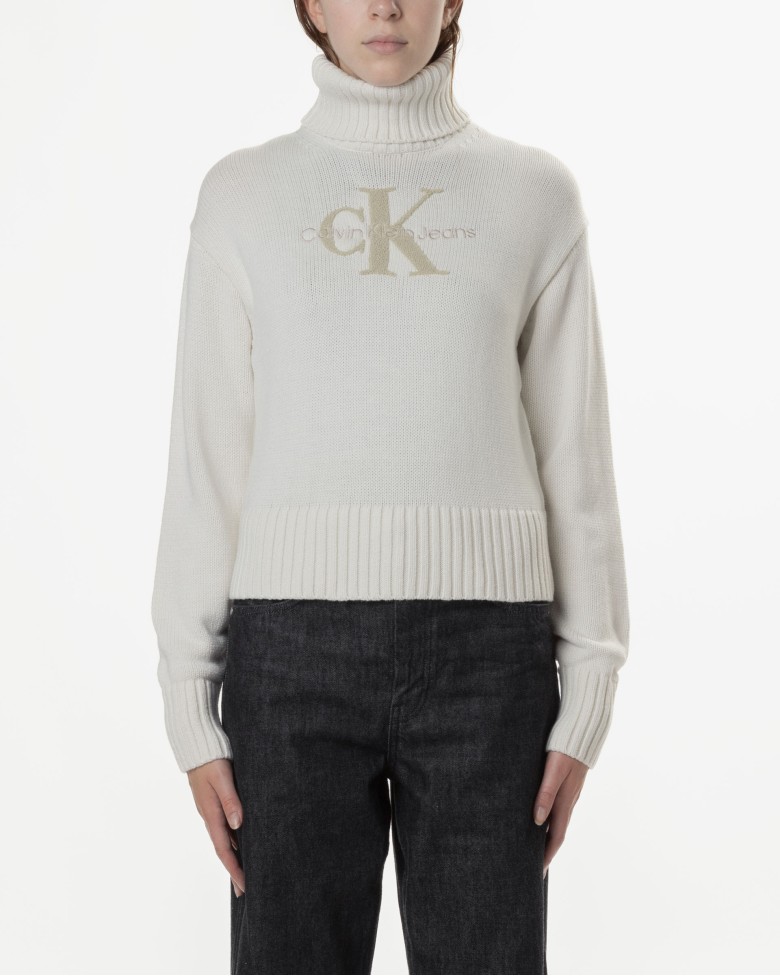 Calvin Klein Jeans J20J224229 White Turtleneck sweater 182 224229 00 PROF Online Store