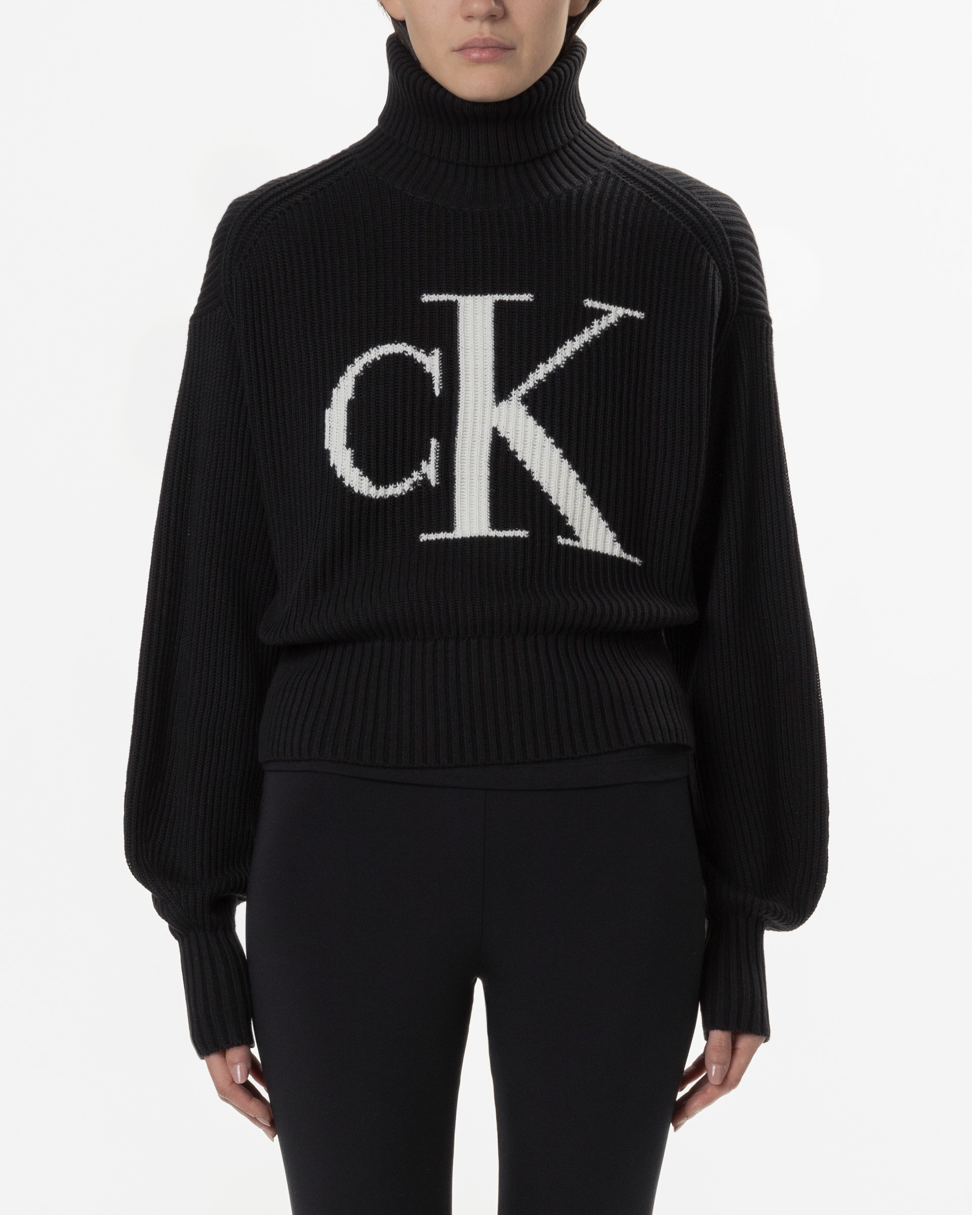 Calvin Klein Jeans J20J221960 Black Cropped Turtleneck Sweater 182 221960 01 PROF Online Store