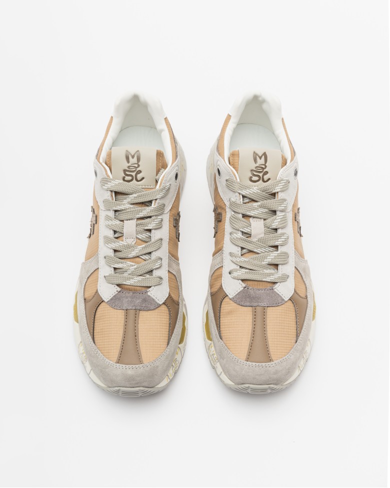 スニーカー PREMIATA Men Sneakers MASE7240 Brown Premiata Men's Sneakers Brown Suede With Beige Details Art