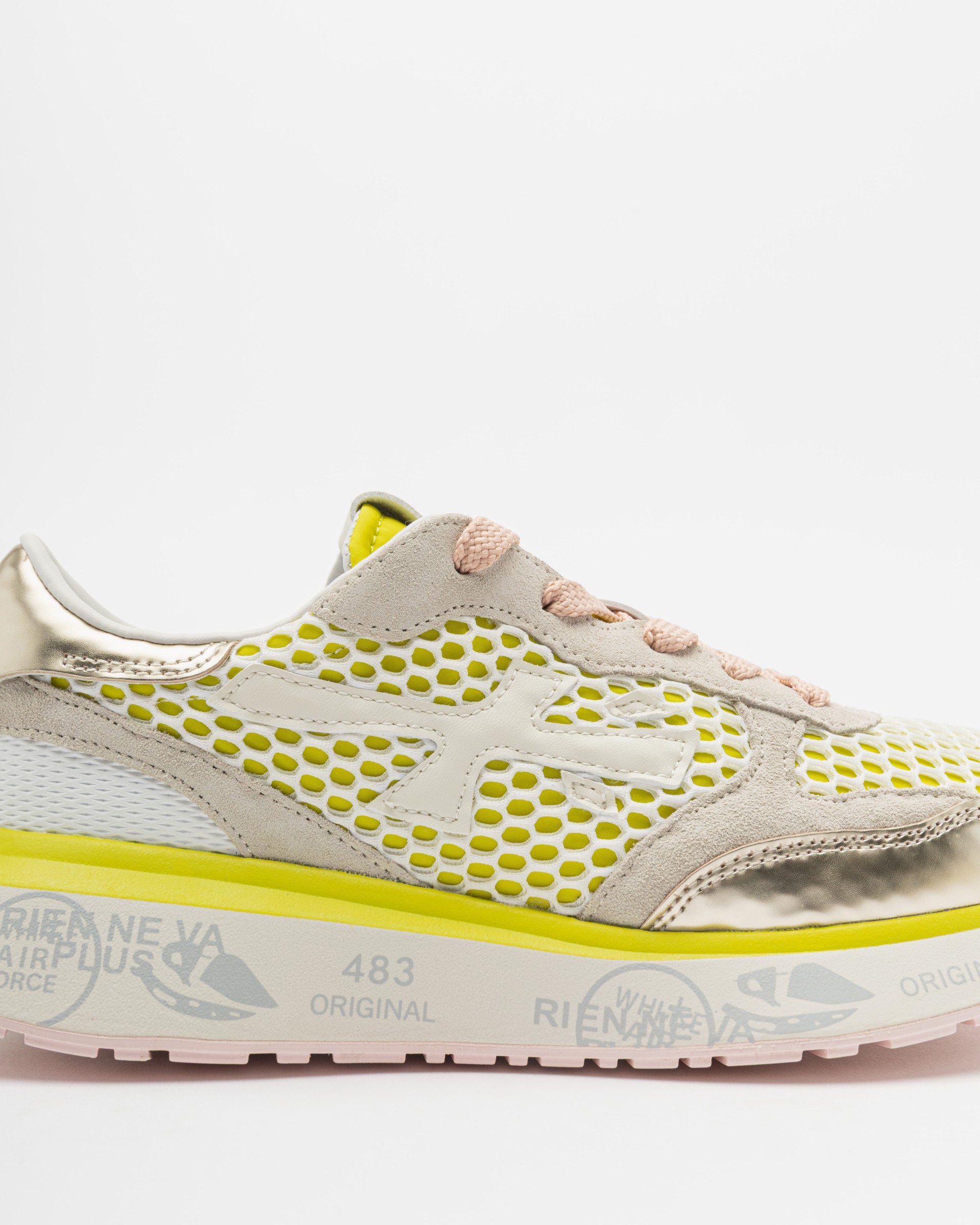 スニーカー PREMIATA LAURYN 7487 - Mesh Sneakers Premiata Women's Sneakers in Gold Leather with Mesh Art