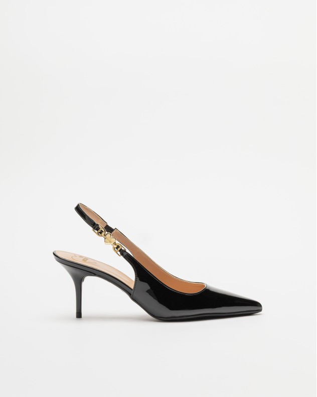 Sapato aberto atrs Love Moschino