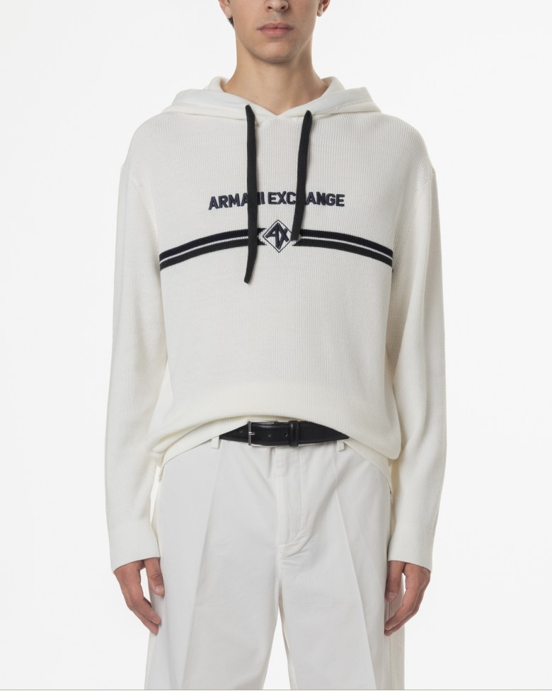 Armani Exchange Hoodie White Armani Exchange White Hoodie With
