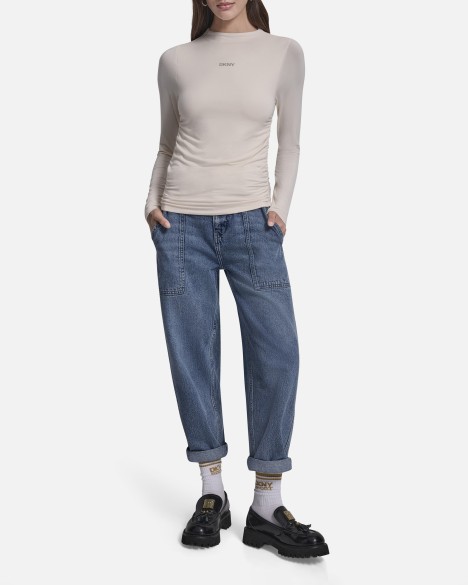 Camisola slim fit com franzido DKNY Jeans Camisola slim fit com franzido DKNY Jeans