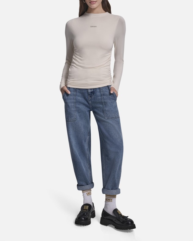 DKNY Jeans Camisola slim fit com franzido lateral