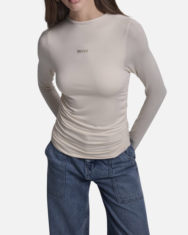 DKNY Jeans Camisola slim fit com franzido lateral