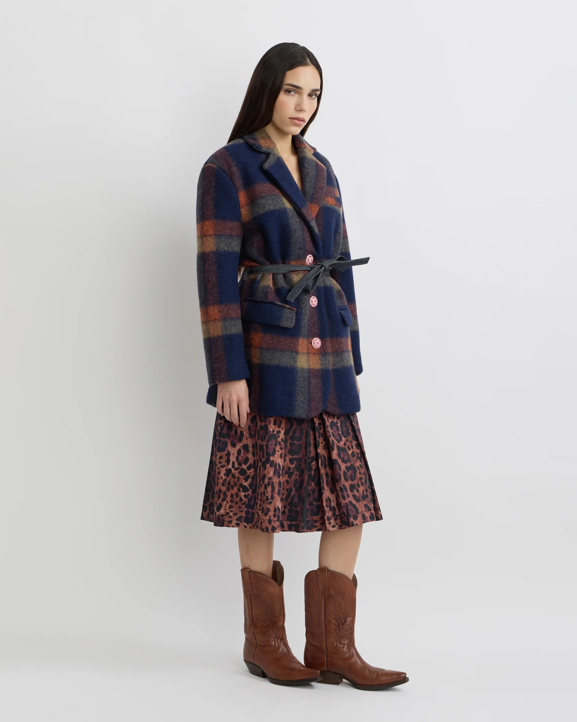 Manteau en laine à carreaux Manoush