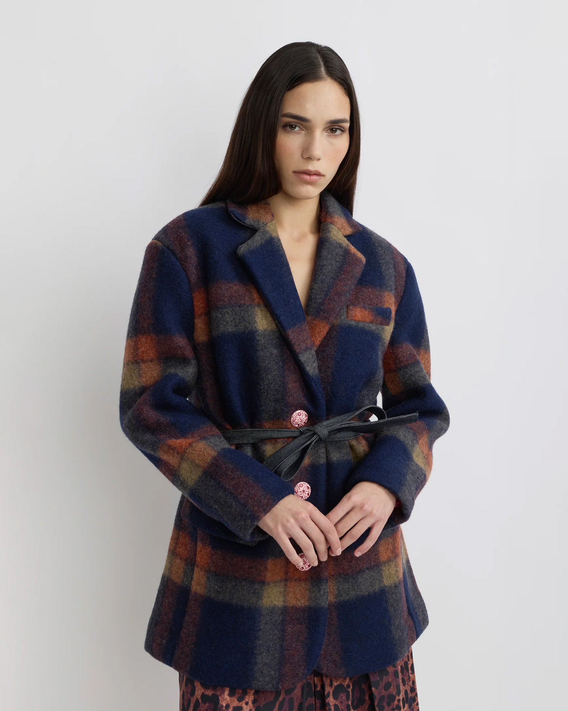 Manteau en laine à carreaux Manoush