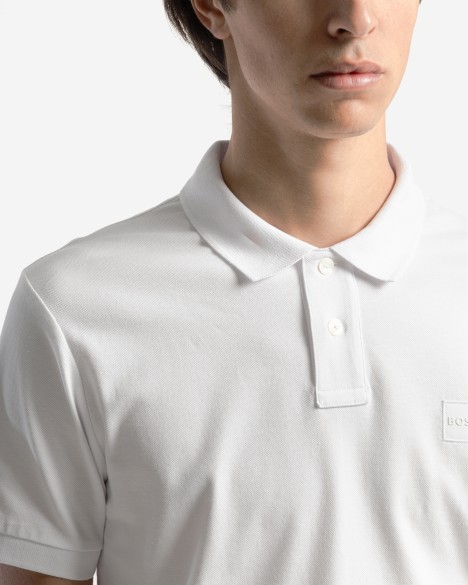 Polo em algod�o piquet Boss