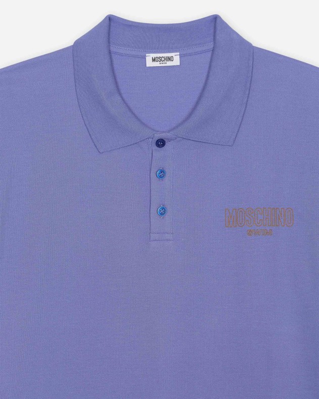 Polo de piqué de algodón Moschino Swim